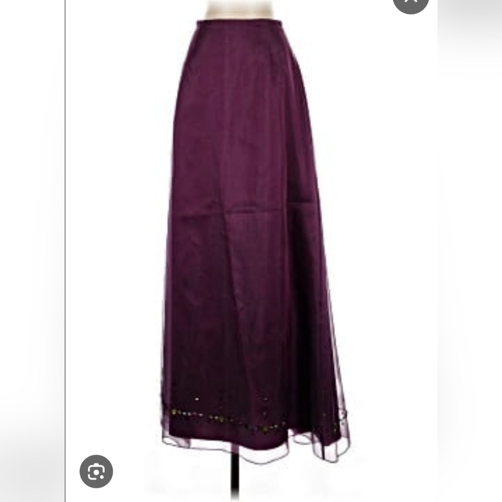 ANN TAYLOR WOMEN'S 100% SILK MAXI SKIRT WITH GEMSTONE EDGES SIZE 4P NWT